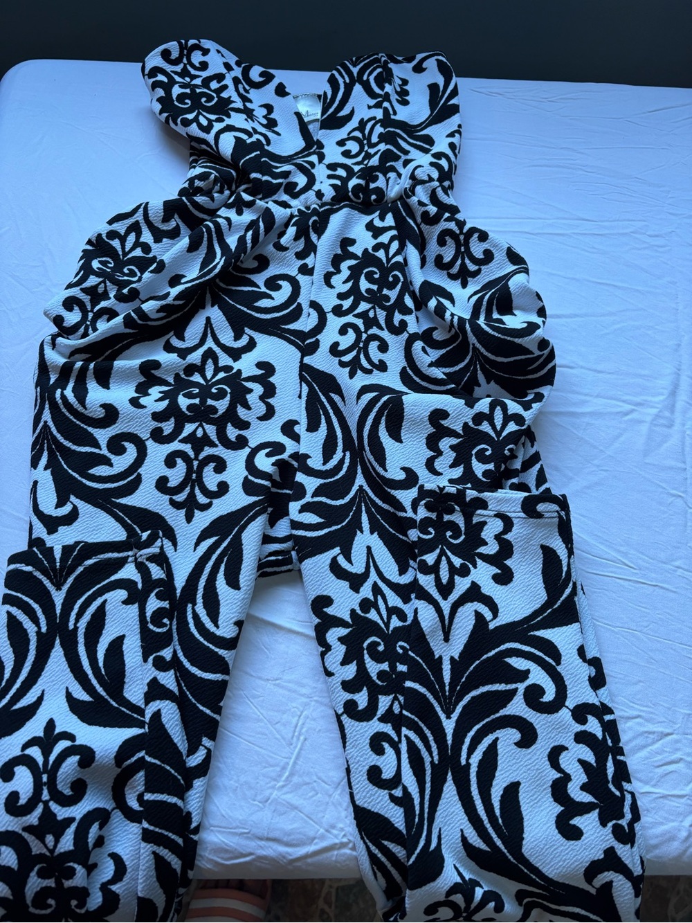 Madison Black & White Baroque-Print Jumpsuit
